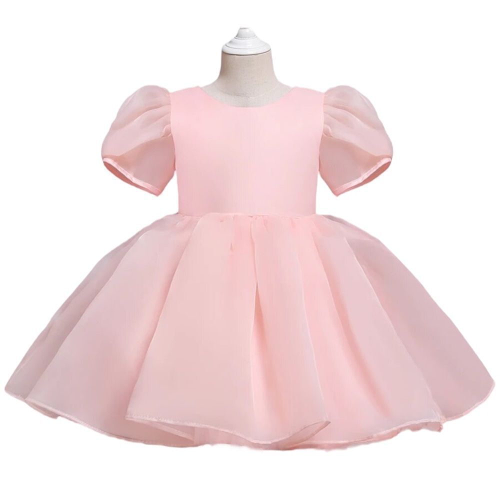 NNJXD | Blush | FLOWER GIRL PUFF SLEEVES ORGANZA DRESS